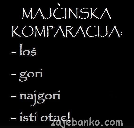 komparacija pridjeva: loš, gori, najgori, isti otac