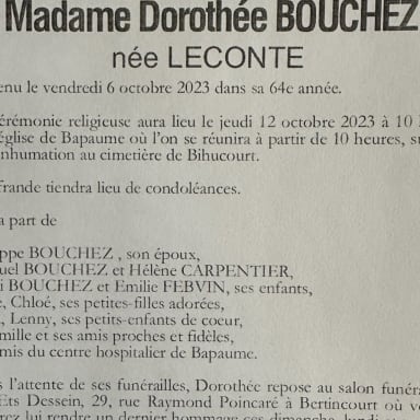 Décès Maman Manuel BOUCHEZ