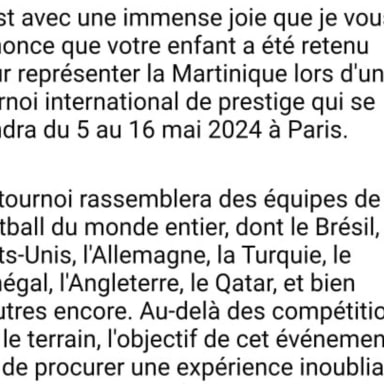 Participation Mattéo.B à la coupe du monde des clubs PSG U11
