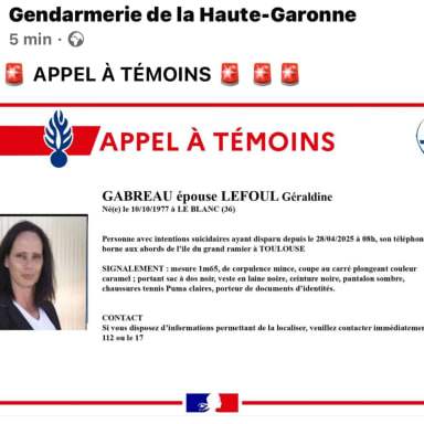 Soutien pour la famille de Géraldine Lefoul, maman de 4 enfants portée disparue