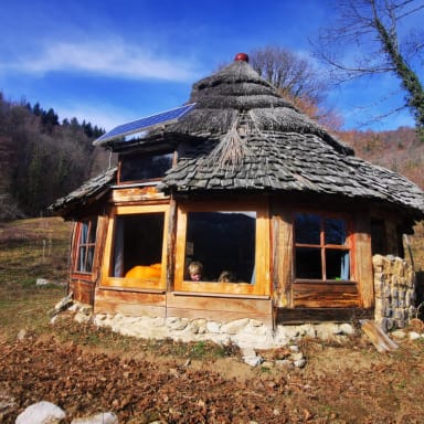 La terrasse de la cabane de Coline