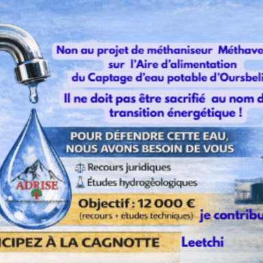 Pas de méthaniseur à 200 m du captage d'eau d'Oursbelille : soutenez l'ADRISE !