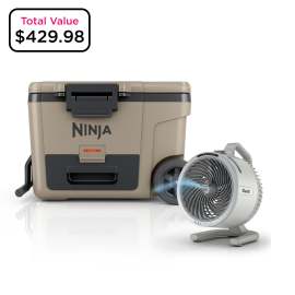 Ninja FrostVault™ 45qt Wheeled Cooler & Shark™ FlexBreeze™ Portable Fan Bundle (Birch Beige)
