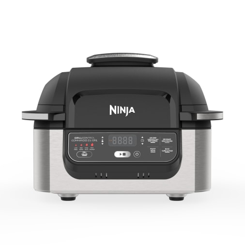 Ninja Foodi 4-in-1 Indoor Grill with 4-Quart Air Fryer with Roast, Bake, and Cyclonic Grilling Technology, Ag300, Black & Silver