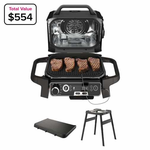 Ninja Woodfire™ Pro Outdoor Grill & Smoker with Stand & Side Table