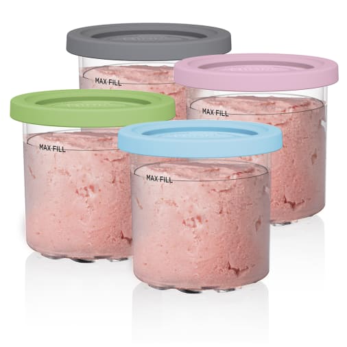  ZYHOONE Ice Cream Pint Containers Replacement for Ninja Creami  Pints and Lids,Compatible with NC301 NC300 NC299AMZ Series Ice Cream  Maker,with 4 Scoops,Dishwasher Safe Gray/Pink/Green/Blue: Home & Kitchen