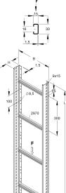 KABELLADDER 6 meter lang  RVS img