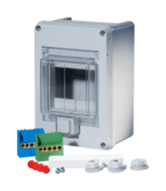 VERDEELKAST 4 modules IP55 met transp. deur  img