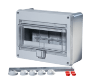 VERDEELKAST 10 modules IP55 met transp. deur  img