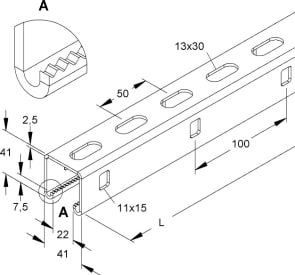 PROFILE 41x41/22 E2,5  INOX 3 mètres img