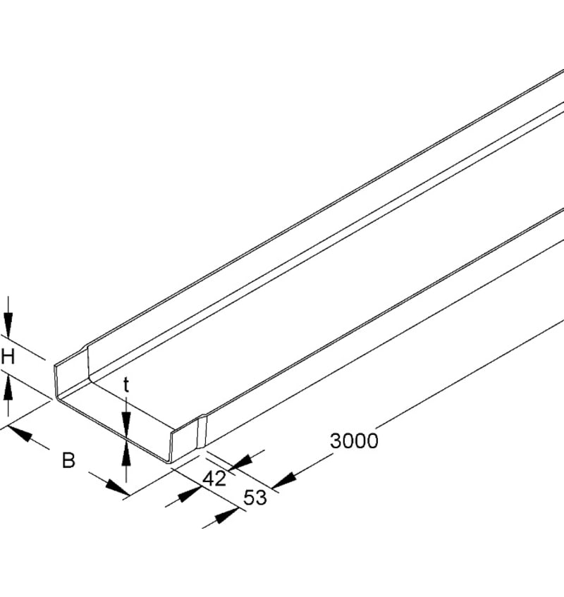 CHEMIN CABLE PRV NON PERFORE ECLISSE INCLUSE KK 50.050 img