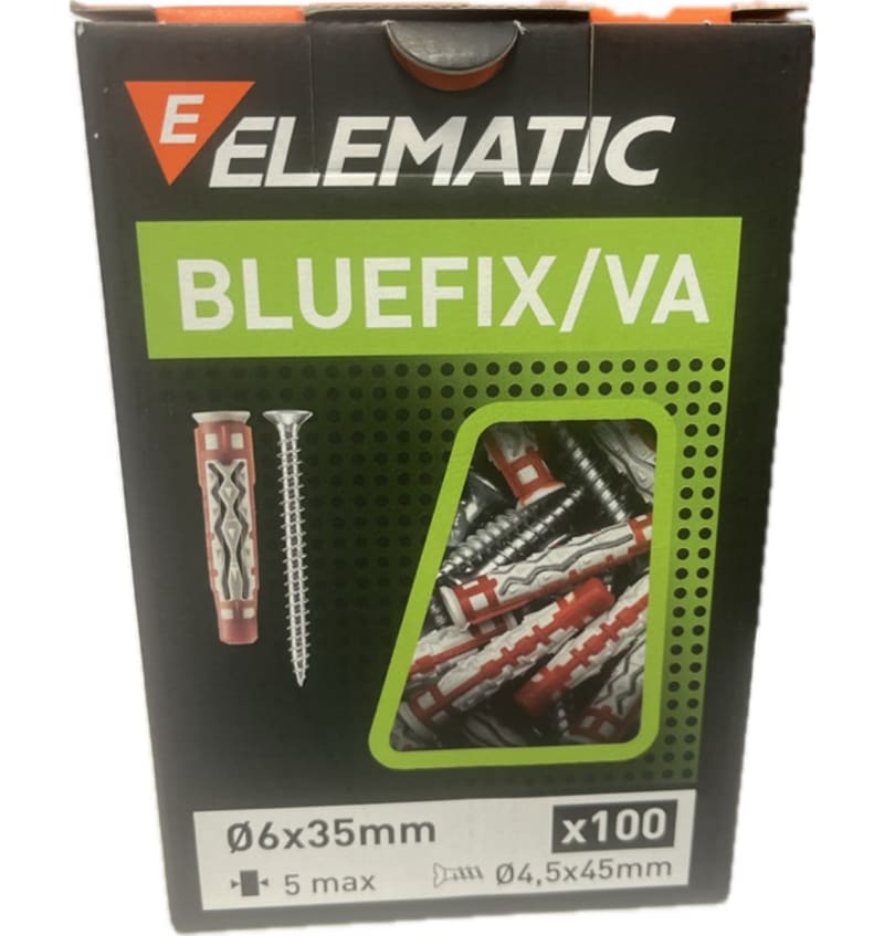 BOX 100 CHEVILLES BLUEFIX VA 6x35mm + VIS PZ ELE-565540 img