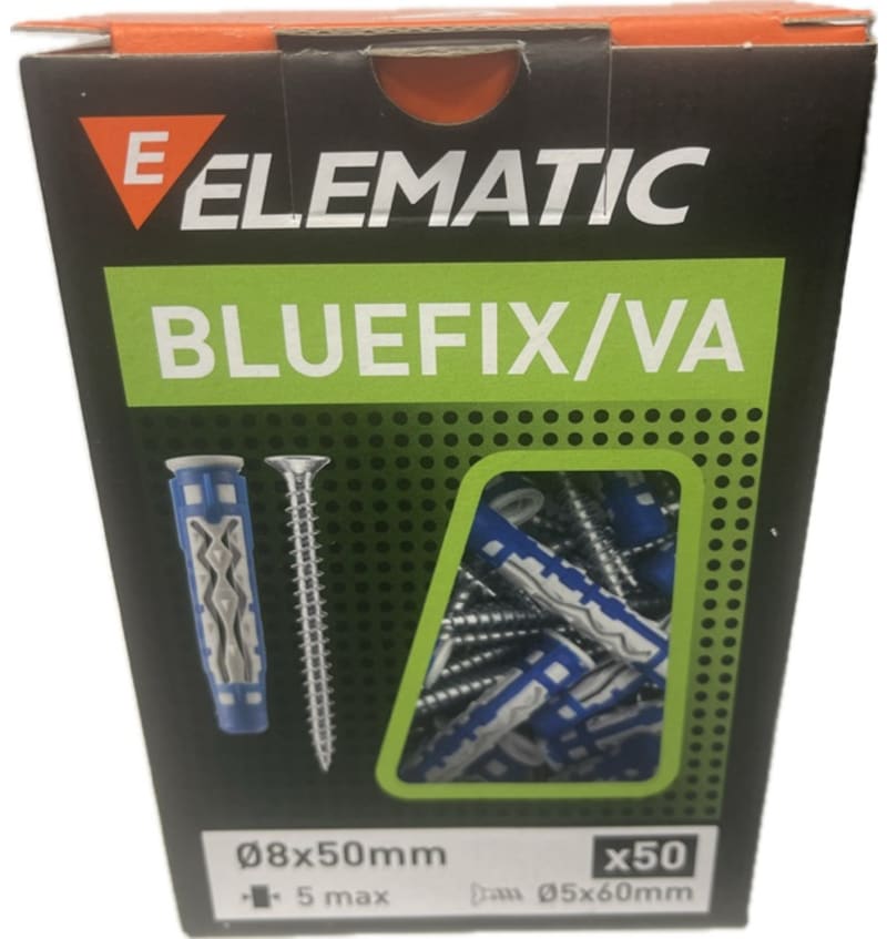 BOX 50 CHEVILLES BLUEFIX VA 8x50mm + VIS PZ ELE-565541 img