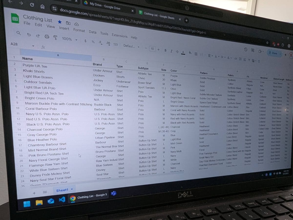 Google Sheet on Laptop