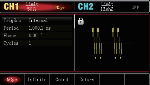 UTG1022X pulse burst output modes