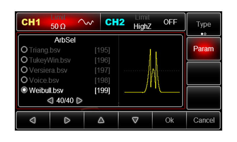 UTG2122B 160 built-in arbitrary waveform library