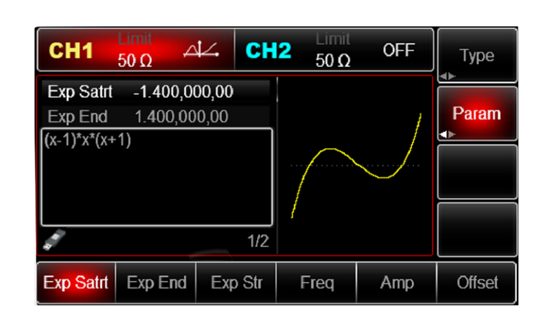 UTG2122B expression-defined waveform output