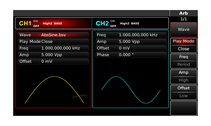 UTG4082A 32 mpts arbitrary waveform depth, 7 gb non-volatile storage