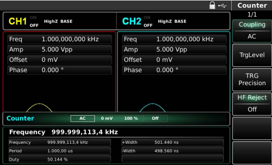 UTG4082A built-in 800 mhz frequency counter
