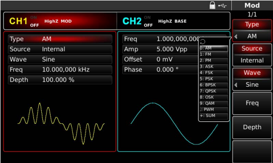 UTG4082A twelve modulation types in one instrument