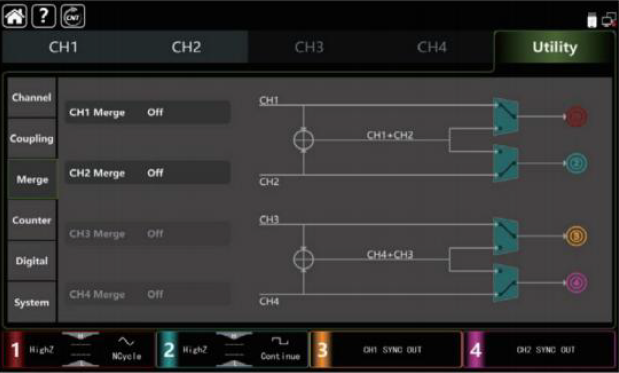 UTG9504T multi-channel merging for composite signals