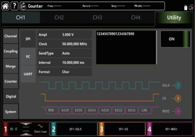 UTG9504T digital-protocol output: spi, i²c, uart