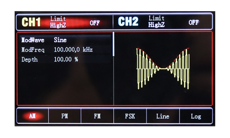 UTG932E modulation type selection screen
