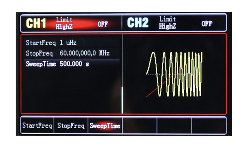 UTG932E frequency sweep configuration