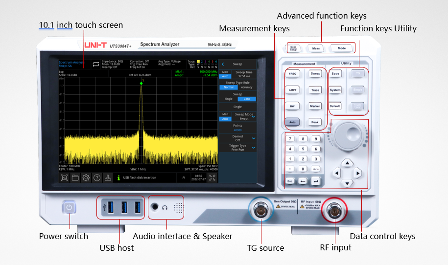 UNI-T UTS3000T+ Performance-Series 9 kHz to 8.4 GHz coverage