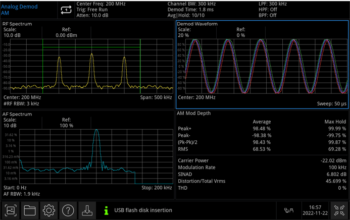 UNI-T UTS3000T+ Performance-Series AM/FM/PM demodulation, SINAD/THD