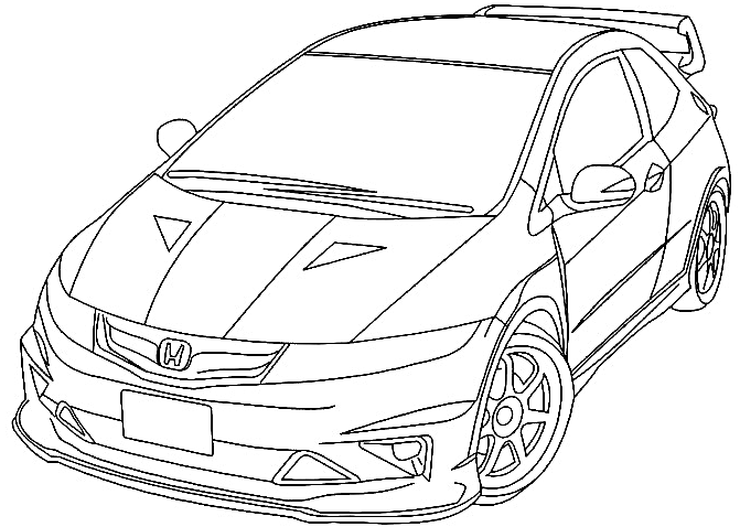 Vector line drawing of a Honda Civic Type R