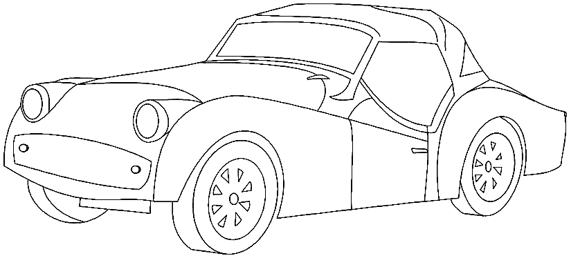 Vector line drawing of a Triumph car