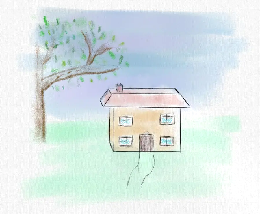 Digital chalk-style illustration of a house