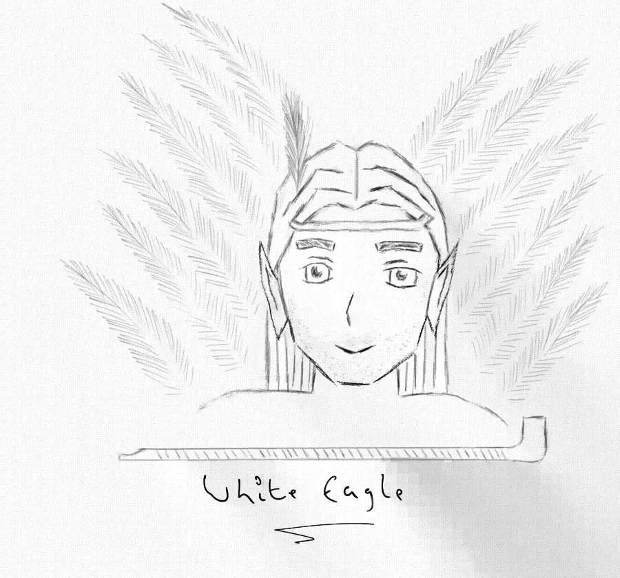 Digital portrait of a white eagle inspired by indigenous cultural motifs