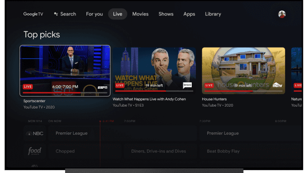 Google TV Live Tab