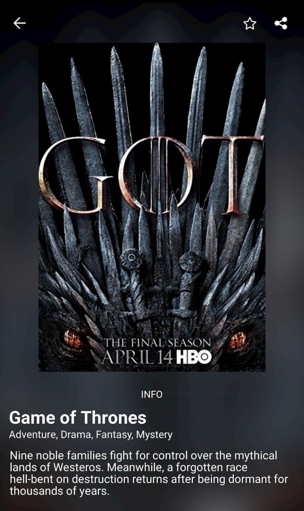 ShowBox for Android - Game of Thrones