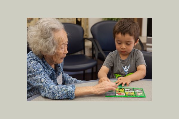 Intergenerational activities with children occur multiple times per day and are an option for all program participants.