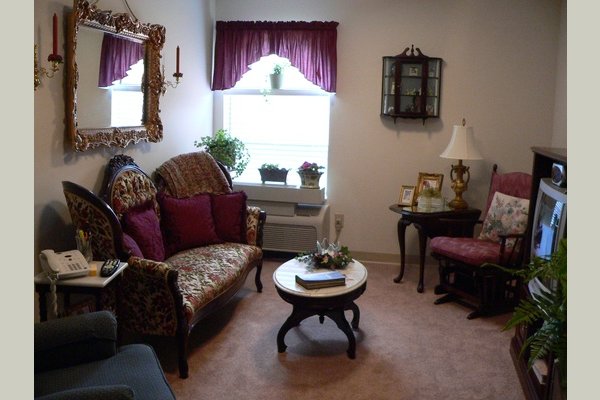 Living room in a one bedroom apartment.