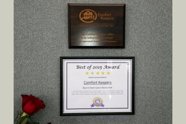 Comfort Keepers of Buena Park "BEST OF 2015 AWARD" Certificate