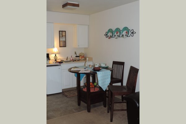 Studio apartment  kitchen area.