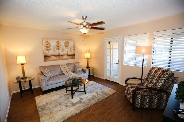 Large living room with a door to your private balcony/patio