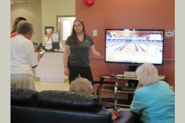 One of the activities our residents enjoy is the WI. Here they are trying their skills at bowling