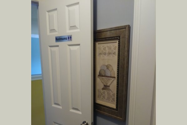 Entrance to semi-private restroom