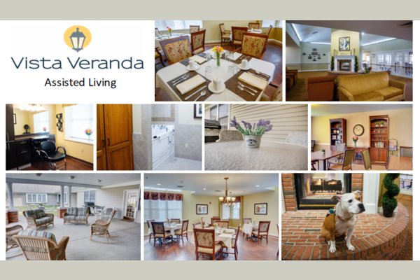 There is so much more than what pictures can describe. We appreciate parties and love our times to gather in twos and threes. Our large covered porch overlooks our secure courtyard and is a perfect place to watch the rain roll in on warm days. Our Executive Director's dog, Winnie, comes to Vista Veranda to offer support and comfort to our residents. 