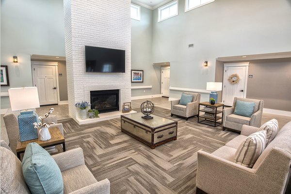 Seating area with fireplace