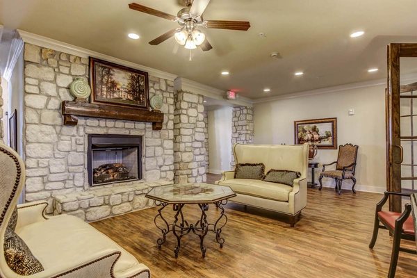 Seating area with fireplace