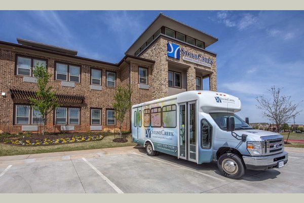 Front entrance and bus