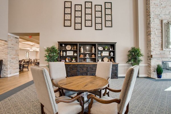 Table and chairs in lobby