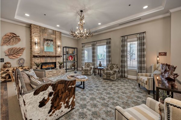 Seating area with fireplace