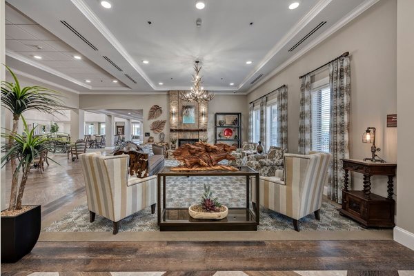 Seating area with fireplace